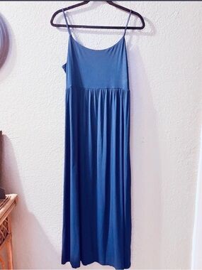 Old Navy Blue Maxi Dress Soft Jersey Stretch Fabric Size Large